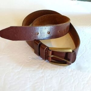 Capezio| Vintage Premium Leather Brass Buckle Belt Neutral Minimalist Sz.M/L